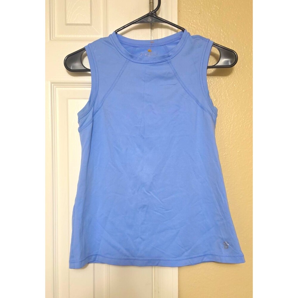 Sofibella Women's Blue Racerback Stretch Athletic Crew Neck Tank Top S